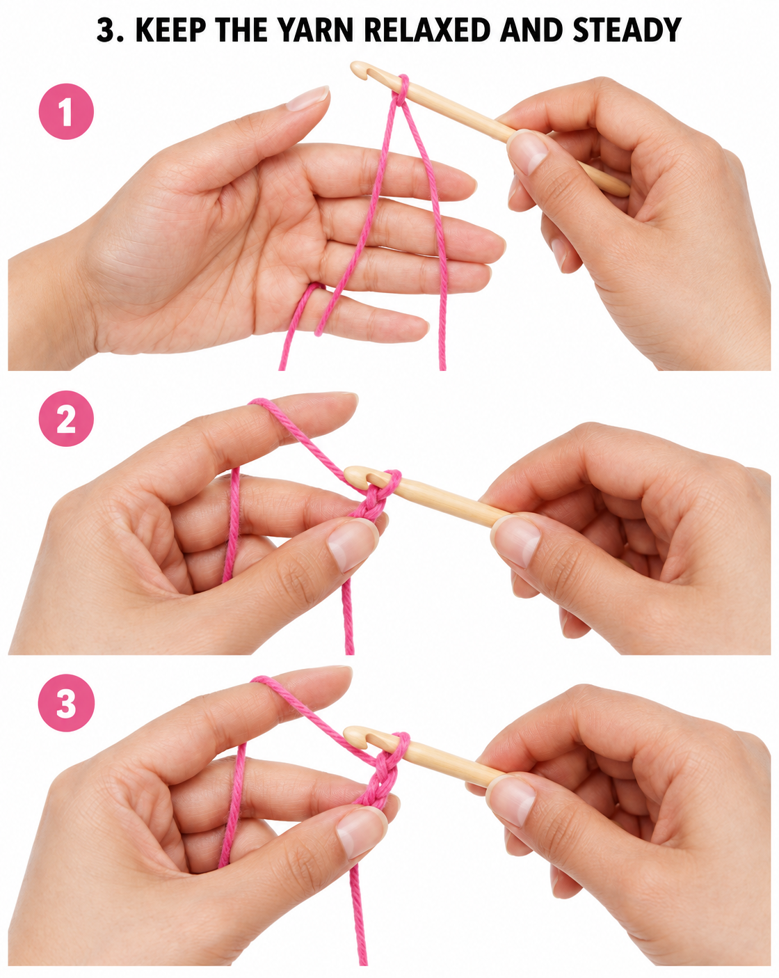 Maintaining even yarn tension while crocheting