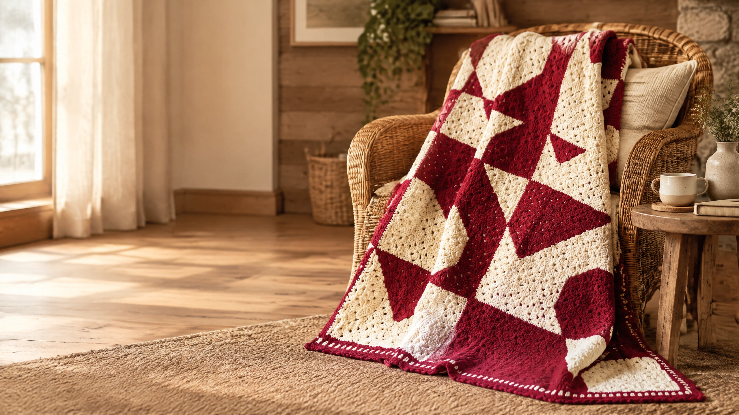 Puzzled hearts graphic motif style included in popular crochet blanket patterns